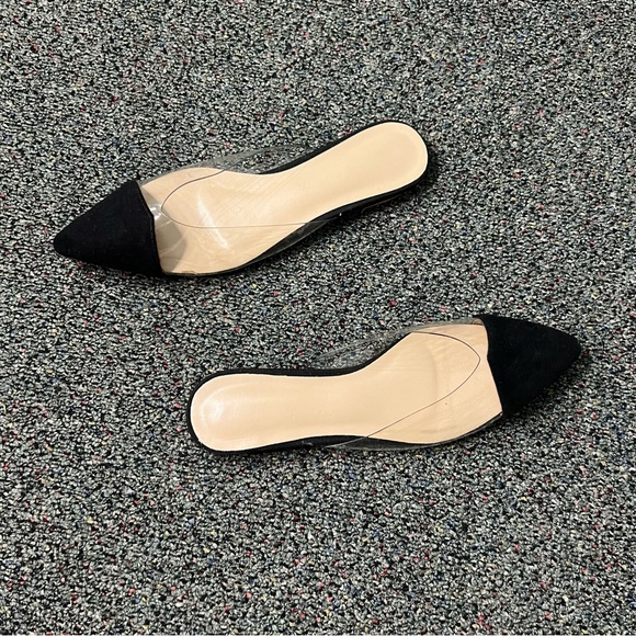 Black & Clear Transparent Vinyl Acrylic Pointed Toe Slides Flat Shoes Sz 6.5/7 - Picture 7 of 16